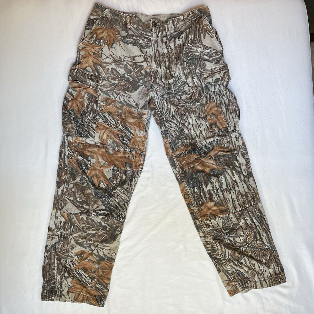 VTG Rattlers Brand Realtree Mens Camouflage Cargo Pants USA Made Tree Bark 38x30